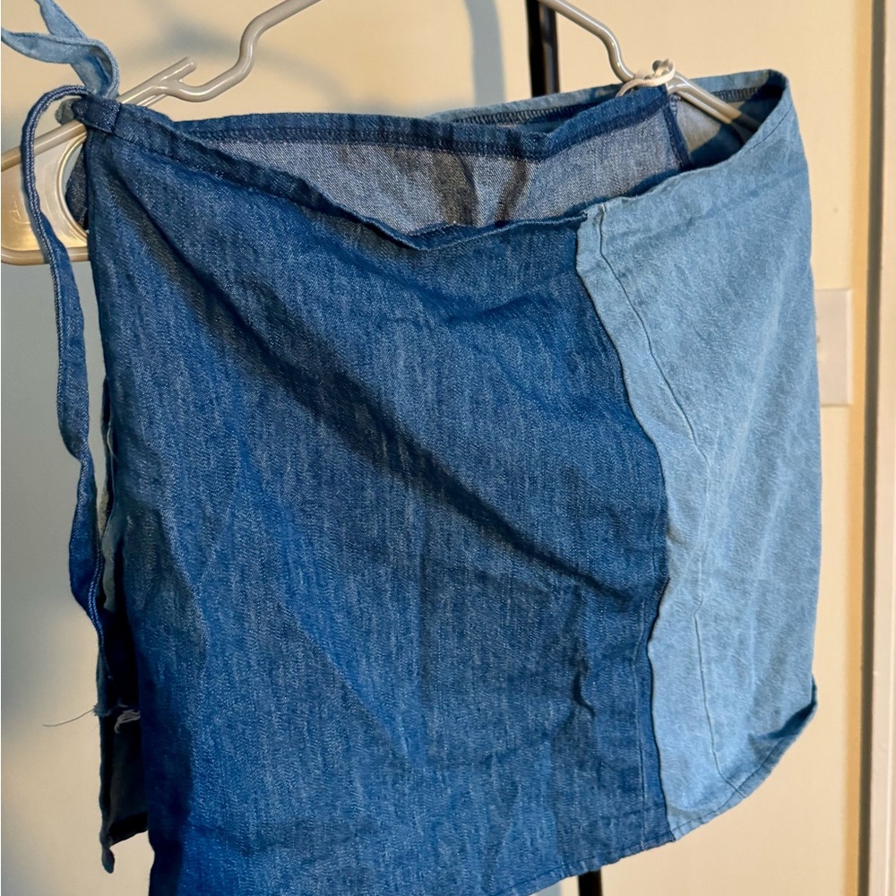 Urban Renewal Remade Pieced Denim Wrap Mini Skirt